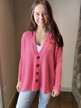 Load image into Gallery viewer, hibiscus oversized open waffle knit cardigan