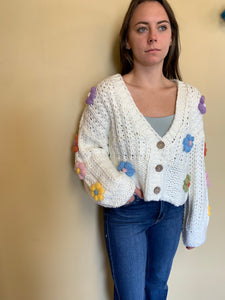 chunky knit daisy rainbow sweater