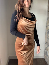 Load image into Gallery viewer, copper velvet midi slip dress