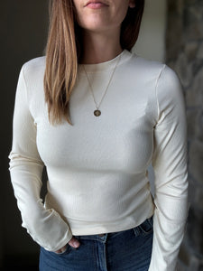 ronan ivory crew neck long sleeve tee