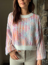 Load image into Gallery viewer, soft blue, orange + purple mix sweater