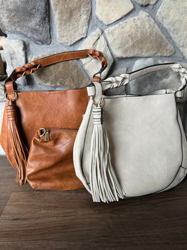 2-in-1 hobo bag with braided handle | 2 colors