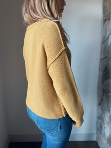 gold cotton chunky knit sweater