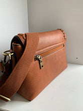 Load image into Gallery viewer, saddle brown whipstitch flapover crossbody bag