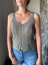 Load image into Gallery viewer, olive knit button down tank