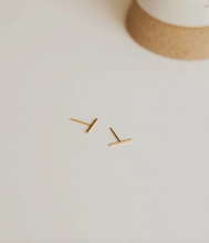 Load image into Gallery viewer, hello adorn tiny bar studs | gold + silver