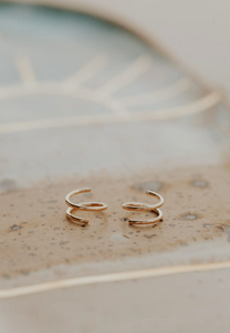 hello adorn tiny twist earrings | gold + silver