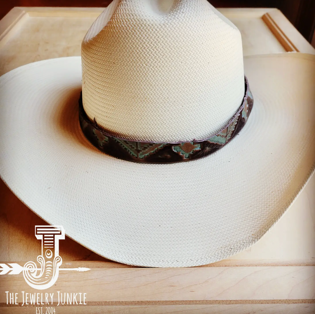 turquoise navajo leather hat band