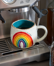 Load image into Gallery viewer, natural life artisan rainbow cup of happy mug