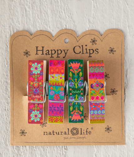 natural life bag clips, set of 4 - thankful