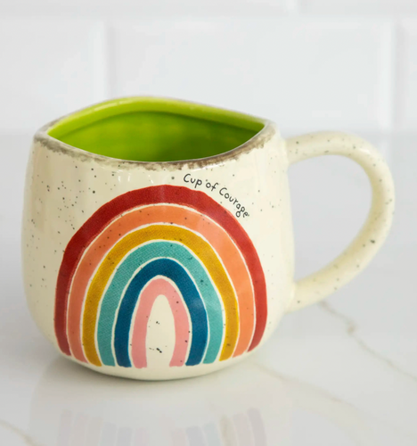 natural life artisan rainbow cup of courage mug