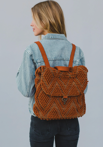 rust diamond textured backpack