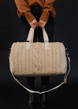 Load image into Gallery viewer, natural cable knit weekender bag