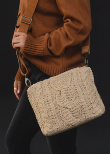 natural cable knit crossbody bag