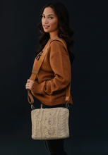 Load image into Gallery viewer, natural cable knit crossbody bag