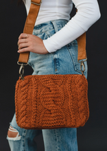 Load image into Gallery viewer, rust cable knit crossbody bag