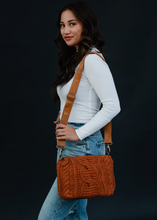 Load image into Gallery viewer, rust cable knit crossbody bag