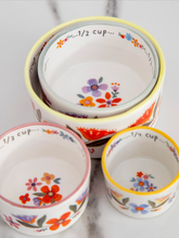 Load image into Gallery viewer, natural life ceramic nesting measuring cups - rainbow floral
