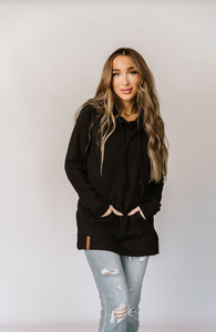 AA black side slit hoodie