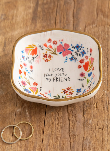 natural life antiqued trinket bowl - friend