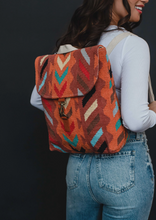 Load image into Gallery viewer, orange multi woven backpack