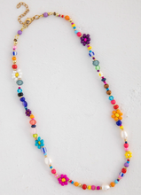 Load image into Gallery viewer, natural life boho beaded daisy + pearl choker