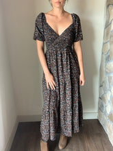 Load image into Gallery viewer, black floral maxi dress