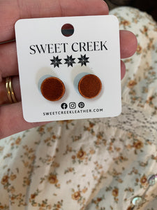 sweet creek painted leather stud earrings | 9 colors