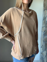 Load image into Gallery viewer, reversible oversized french terry top | camel + white