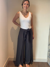 Load image into Gallery viewer, charcoal knit tie wide leg pants