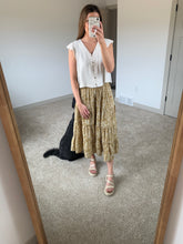 Load image into Gallery viewer, antique gold print midi skirt