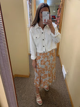 Load image into Gallery viewer, apricot + white floral midi dress