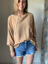 Load image into Gallery viewer, reversible oversized french terry top | camel + white