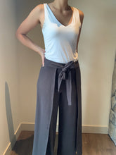 Load image into Gallery viewer, charcoal knit tie wide leg pants
