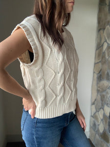 ken cable knit cream sweater vest