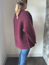Load image into Gallery viewer, merlot chunky knit cardigan