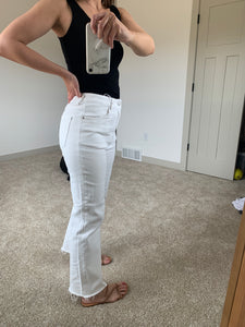 white high rise straight leg jeans