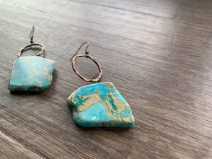 blue regalite stone chunky earrings