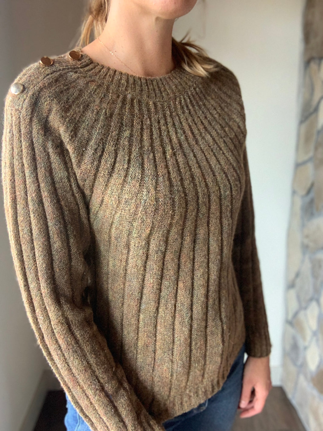 olive+rose mix ribbed sweater