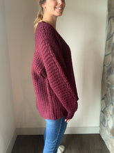 Load image into Gallery viewer, merlot chunky knit cardigan