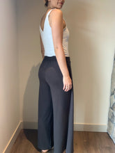 Load image into Gallery viewer, charcoal knit tie wide leg pants