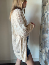 Load image into Gallery viewer, oversized open weave cardigan | cream + lavender