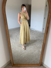 Load image into Gallery viewer, yellow + ivory stripe cotton midi dress
