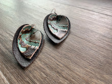 Load image into Gallery viewer, leather double stacked brown santa fe earrings