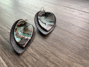 leather double stacked brown santa fe earrings