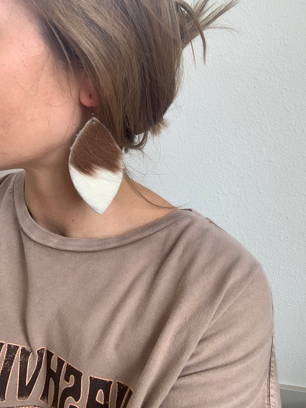 cowhide teardrop earrings