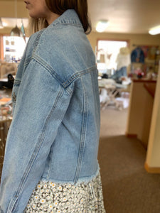 light wash frayed denim jacket
