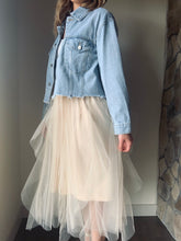 Load image into Gallery viewer, beige midi tulle skirt
