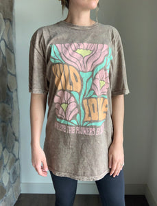 wild love mocha mineral washed graphic tee