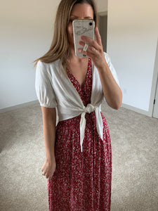 red floral hi-lo short sleeve maxi dress | s-3xl